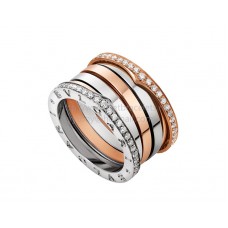 Пръстен Bvlgari B.zero1 Labyrinth от розово и бяло злато с диаманти Pave