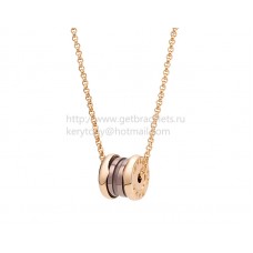 Колие Bvlgari B.zero1 с верижка и висулка от розово злато и керамика