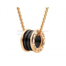 Висулка Bvlgari B.zero1 с черна керамична верижка от розово злато