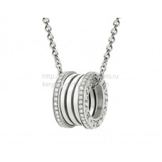 Висулка Bvlgari B.zero1 с верижка от бяло злато с диаманти Pave по краищата
