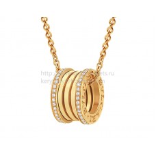 Висулка Bvlgari B.zero1 с верижка от жълто злато с диаманти Pave по краищата