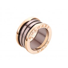 Пръстен Bvlgari B.zero1 ROMA с 4 ленти, розово злато с бронзова керамика