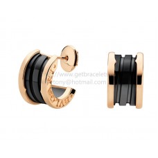 Обеци Bvlgari B.zero1 от розово злато с черна керамика