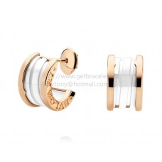 Обеци Bvlgari B.zero1 от розово злато с бяла керамика