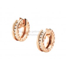 Обеци Bvlgari B.zero1 с малки диаманти и розово злато