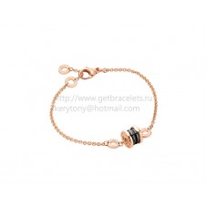 Гривна Bvlgari B.zero1 Soft в розово злато с висулка от розово злато и черна керамика