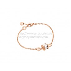 Гривна Bvlgari B.zero1 Soft в розово злато с висулка от розово злато и бяла керамика