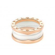 Пръстен Bvlgari B.zero1 от бяла керамика и розово злато