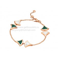 Гривна Bvlgari DIVAS Dream от розово злато с малахит и седеф