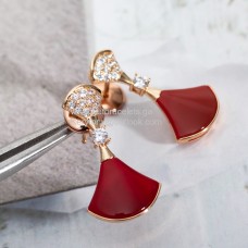 Обеци Bvlgari Divas Dream с диаманти карнеол и паве, качество от розово злато