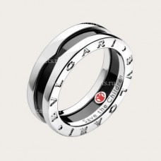 Сребърен пръстен Bvlgari Save The Children с една лента и черна керамика