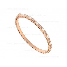 Тънка гривна Bvlgari Serpenti Viper от 18-каратово розово злато, комплект с елементи от седеф и диаманти Pave