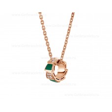 Колие Bvlgari Serpenti Viper от 18-каратово розово злато с малахитови елементи и диаманти Pave на висулката