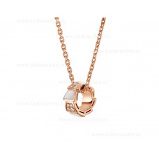 Колие Bvlgari Serpenti Viper от 18-каратово розово злато с елементи от седеф и диаманти Pave на висулката