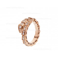 Златен пръстен Bvlgari Serpenti Viper от 18K розово злато с диаманти Pave