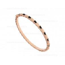 Тънка гривна Bvlgari Serpenti Viper от 18-каратово розово злато с ониксови елементи