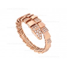 Гривна Bvlgari Serpenti Viper с една намотка от 18-каратово розово злато с диаманти Demi Pave