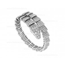 Гривна Bvlgari Serpenti Viper с една намотка от 18-каратово бяло злато и диаманти с пълно покритие
