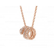 Колие с висулка Bvlgari Serpenti Viper от 18-каратово розово злато с диаманти Pave