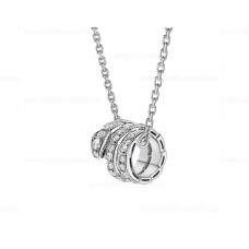 Колие с висулка Bvlgari Serpenti Viper от 18-каратово бяло злато с диаманти Pave
