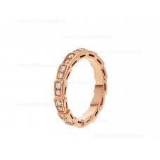 Сватбена халка Bvlgari Serpenti Viper от 18k розово злато с диаманти с пълно покритие