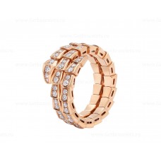 Пръстен Bvlgari Serpenti Viper с две намотки от 18-каратово розово злато и диаманти Pave