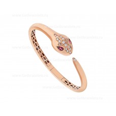 Гривна Bvlgari Serpenti от 18-каратово розово злато с рубелитови очи и диаманти Demi-Pave на главата и опашката