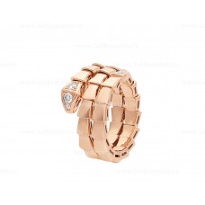 Пръстен Bvlgari Serpenti Viper с две намотки от 18-каратово розово злато с диаманти Demi-Pave