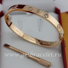 Гривна Cartier Love за мъже и жени от розово злато с 4 диаманта Гривна Cartier Love за мъже и жени от розово злато с 4 диаманта