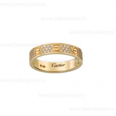 Сватбена халка Cartier Love с диамантено покритие от жълто злато