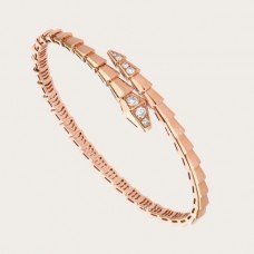 Гривна Bvlgari Serpenti Viper от 18-каратово розово злато с диаманти Demi-pave