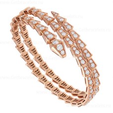 Гривна Bvlgari Serpenti Viper Two-Coil от 18-каратово розово злато с диаманти Pave