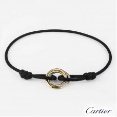 Гривна Trinity de Cartier с диаманти от 18-каратово злато и черен памук