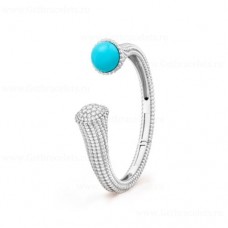 Гривна Van Cleef Arpels Perlee Couleurs от бяло злато с диаманти и тюркоаз