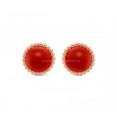 Обеци Van Cleef Arpels Perlee Couleurs от розово злато с карнеол