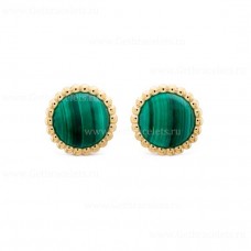 Обеци Van Cleef Arpels Perlee Couleurs с жълто злато и малахит