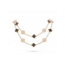 Дълго колие Van Cleef Arpels Alhambra 20 мотива, сиво, седеф с диаманти