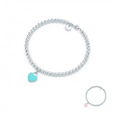 Връщане към гривна с мъниста Tiffany с висулка с розово сърце за жени