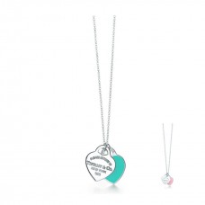 Дамско бижу Tiffany Blue Silver Mini Double Heart Tag