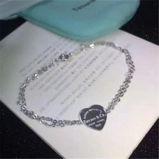 Гривна Return To Tiffany с двойна верижка и етикет със сърце, сребро/розово злато/жълто злато, за жени, Малайзия