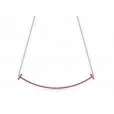 Колие Tiffany T Pink Diamonds с голяма усмивка от бяло/жълто злато