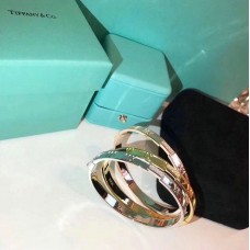 Дамска гривна Tiffany Atlas със затворени панти, сребърно розово/жълто злато, кристали