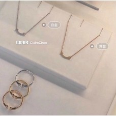 Колие с висулка Tiffany Co T Smile Diamonds, сребърно, розово/жълто злато, за жени