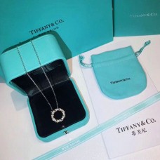 Сребърно колие Tiffany Dupe Schlumberger с кръгла висулка и кристали, позлатено за жени