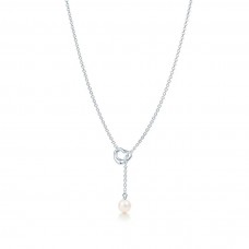 Дамска огърлица Tiffany Elsa Peretti Lariat с отворено сърце и перлена огърлица