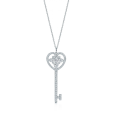 Сребърно колие с висулка Tiffany Keys, украсено със сърце, подарък
