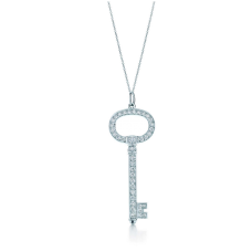 Колие с овален ключодържател Tiffany Keys, диаманти и сребро