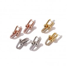 Дамски обеци Tiffany HardWear Double Joints с диаманти, сребро/розово злато/жълто злато