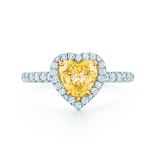 Пръстен Tiffany Soleste с форма на сърце, жълти/бели кристали, великолепни бижута York