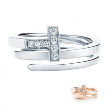 Сребърен пръстен Tiffany T с кръгли диаманти, промоция